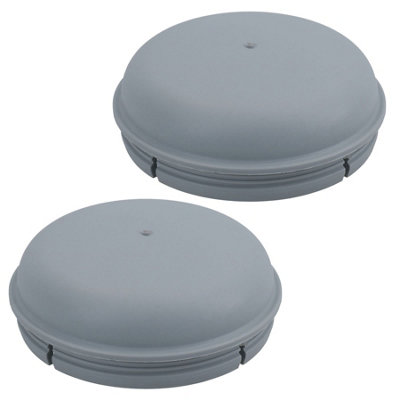 B&Q -  2 X Grey Plastic Hub Cap Grease Dust Bearing Cap 76mm For Ifor Williams Trailers