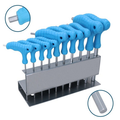 Ab Tools Imperial Af Sae Allen Allan Hex T Bar T Handle Set 10Pcs 3/32" - 3/8" In Rack Black