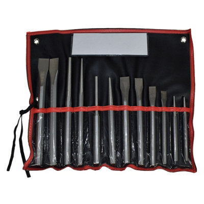 B&Q -  Heavy Duty Industrial Steel Cold Chisel Pin Punch Centre Punch Set 12Pc