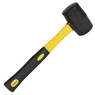 Ab Tools Black Rubber Mallet Non Marking Hammer With Fibreglass Handle Shaft 16Oz
