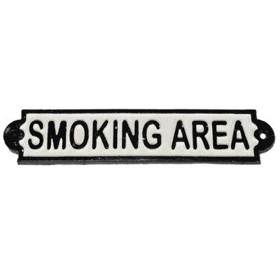 AB Tools Smoking Area Cast Iron Sign Plaque Door Wall Fence Cafe Shop Pub Hotel Bar from B&Q