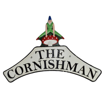 B&Q -  Cornishman Pixie Cast Iron Sign Plaque Door Wall House Fence Gate Post Garden