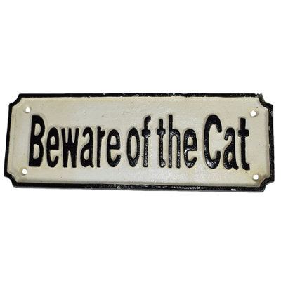 AB Tools Beware Of The Cat Cast Iron Sign Plaque Wall Fence Gate Post Garden House Farm from B&Q