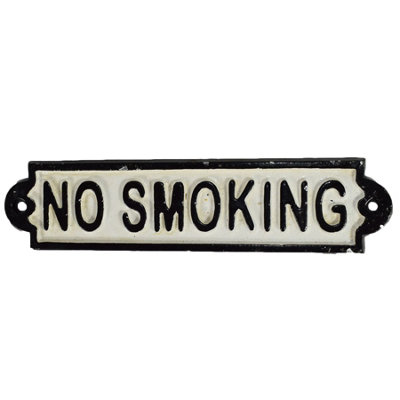 AB Tools No Smoking Cast Iron Sign Plaque Door Wall Fence Post Cafe Shop Pub Hotel Bar from B&Q
