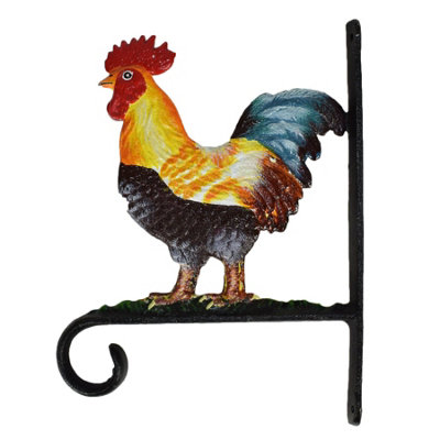 B&Q -  Cockerel / Chicken Basket Flower Hook / Hanger Farm Cast Iron Door Wall House