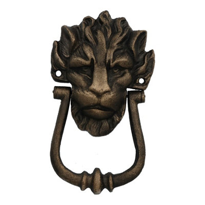 AB Tools 10 Downing St. Lion Head Door Knocker Bell Ringer Striker Cast Iron Gb London from B&Q