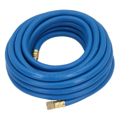 B&Q -  10M Air Hose 8mm Soft Rubber Air Line Compressor 1/4" Bsp Brass Ends High Vis