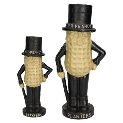 AB Tools Large & Small Mr. Peanut Money Box Bank Jar Planters Mascot Cast Iron Statue from B&Q