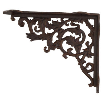 AB Tools Corner Brackets Shelf Bracket Leaf Leaves Scroll Pattern Decoration Brown Rust from B&Q