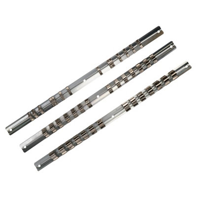 Ab Tools 3Pc Socket Storage Holder Organiser Rails For 1/4, 3/8 And 1/2 Sockets 42 Clips