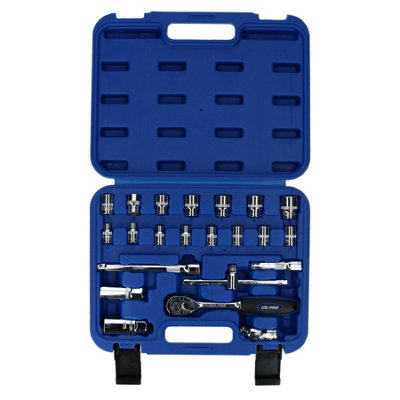 Ab Tools Metric Superlock Shallow Socket And Accessory Set 3/8" Drive 22Pc Us Pro Tools