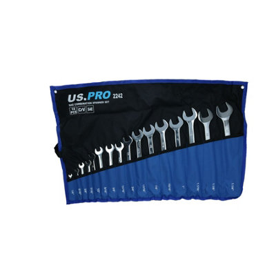 Ab Tools Imperial Af Sae Combinations Spanners Wrenches 1/4" - 1-1/4" 16Pc Set