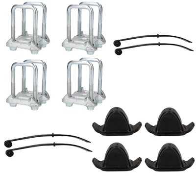 AB Tools 4 Single Parabolic Leaf Spring Bump Stop And U Bolts / Plates For Ifor Williams from B&Q