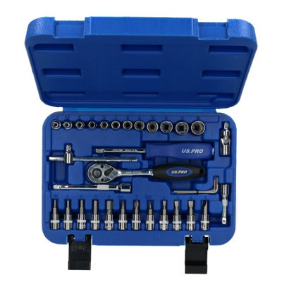 Ab Tools Metric Superlock Socket And Accessory Set 1/4" Drive 4 - 13Mm 33Pc U S Pro