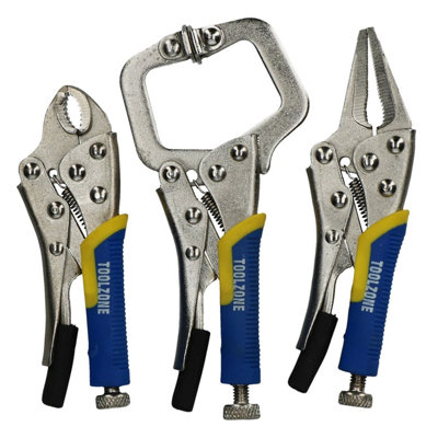 AB Tools 3Pc Mini Locking Plier Clamp Mole Vice Grip Pliers Welding Clasp C Clamp from B&Q