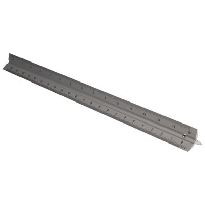 AB Tools 12In Triangular Scale Ruler Aluminium Scale Engineer Architect Technical Drawing from B&Q
