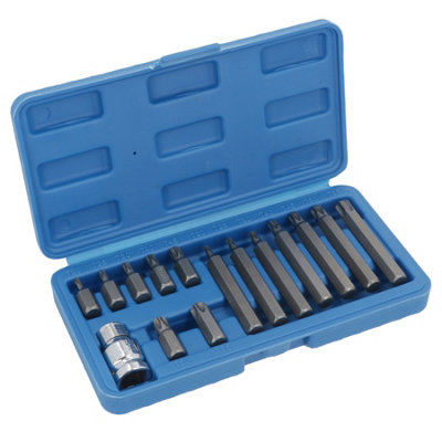 AB Tools 15Pc Deep & Shallow Torx Star T20T55 Bit Set 1/2" Dr Male 30mm & 75mm from B&Q