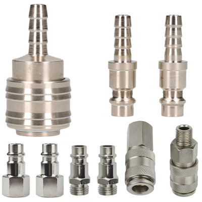 AB Tools Euro Air Hose Connector Fitting Quick Release Pack Threaded & Hose Tail Barb from B&Q