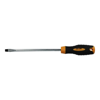 B&Q -  8mm Flat Head Slotted Blade Screwdriver Magnetic Tip 200mm Rubber Handle