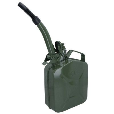 B&Q -  5 Litres Metal Fuel Jerry Can Holder Storage Container And Flexible Spout Pourer