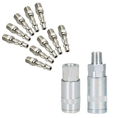 AB Tools Airline Air Line Quick Release Compressor Fittings With 1/4 Bsp Attachments 12Pc from B&Q