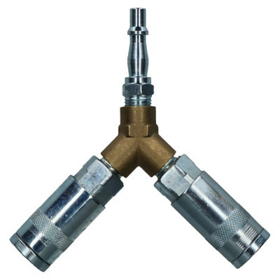 B&Q -  Airline Y Piece 3 Way Quick Release Fittings For Compressor Air Hose 1/4 Bsp