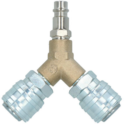 B&Q -  Airline Y Piece 3 Way Euro Quick Release Fittings For Compressor Air Hose