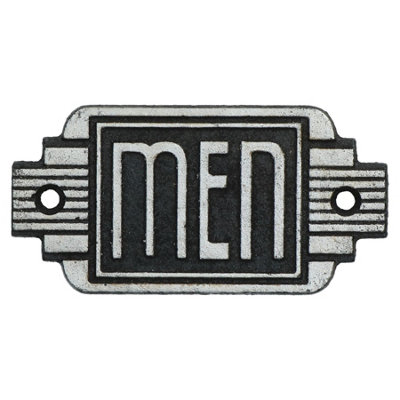 B&Q -  Art Deco Mens Toilet Cast Iron Sign Plaque Door Wall Cafe Shop Pub Hotel Bar