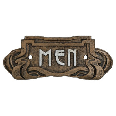 AB Tools Art Nouveau Mens Toilet Cast Iron Sign Plaque Door Wall Cafe Shop Pub Hotel Bar from B&Q