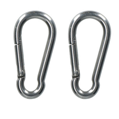 AB Tools Carabiner Carbine Hook Snap Shackle 6mm Marine Grade Stainless Steel 2 Pack from B&Q