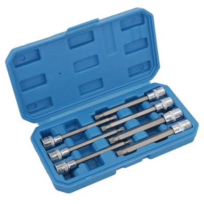 AB Tools 3/8" Drive Extra Long Spline Sockets 7Pc M4M10 Total Length 110mm from B&Q
