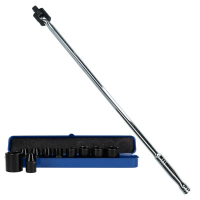 AB Tools 1/2" Drive Shallow Metric Impact Sockets 927mm 10Pc & 1/2" Drive Breaker Bar from B&Q