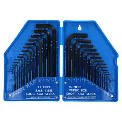 AB Tools 30Pc Metric And Imperial Af Sae Allen Hex Keys 0.7mm10mm / 0.028 -3/8 from B&Q