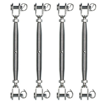 AB Tools Rigging Screw 6mm Jaw To Jaw Turnbuckle Straining Marine Grade Stainless 4Pk