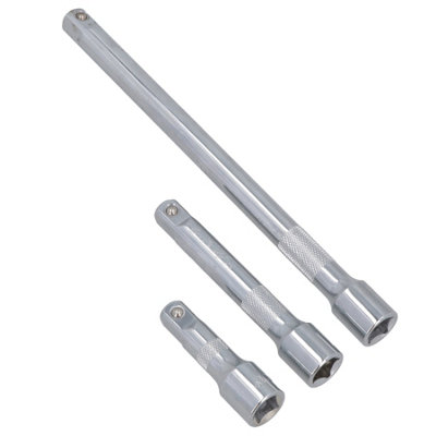 AB Tools 3Pc 1/2" Drive Straight Socket Ratchet Extension Bar Set 75mm 125mm 250mm from B&Q