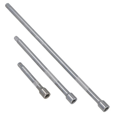 AB Tools 3Pc 1/4" Drive Straight Socket Ratchet Extension Bar Set 75mm 125mm 250mm from B&Q
