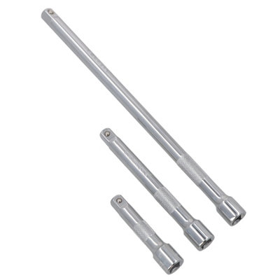AB Tools 3Pc 3/8" Drive Straight Socket Ratchet Extension Bar Set 75mm 125mm 250mm from B&Q