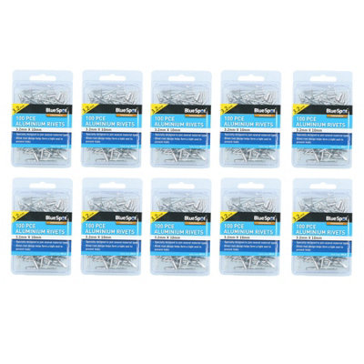 AB Tools 1000 Metric Aluminium Blind Pop Pot Rivets Set Fastener Fastening 3.2mm X 10mm from B&Q