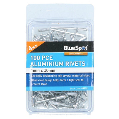 AB Tools 100 Metric Aluminium Blind Pop Pot Rivets Set Fastener Fastening 4mm X 10mm from B&Q