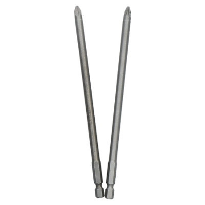 B&Q -  2Pc Pz2 Pozi Extra Long 150mm Screwdriver Driver Bit Set With 1/4 Hex Shank