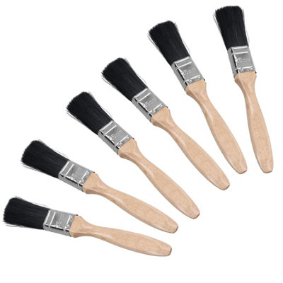 B&Q -  6Pc 25mm 1" Paint Brush Painters Decorators Decorating With Wooden Handle