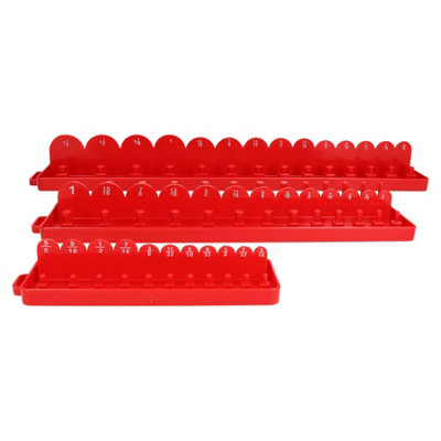 B&Q -  3Pc Imperial Af Sae Abs Plastic Socket Holders Trays 1/4" 3/8" And 1/2" Drive