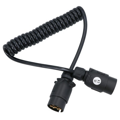 AB Tools Trailer Light Electrics 1.5M Curly Extension Cable Lead Male To Male 7 Pin Plugs from B&Q