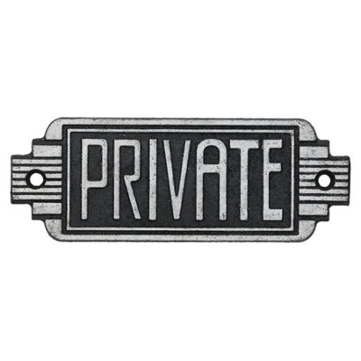 AB Tools Art Deco Private Sign Cast Iron Sign Plaque Door Wall Cafe Shop Pub Hotel Bar from B&Q