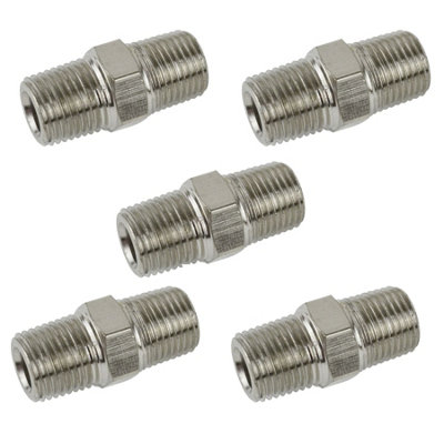 B&Q -  5Pk 1/8" Bsp Male To Male Air Line Hose Compressor Fittings / Connectors / Unions