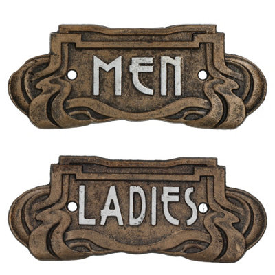 AB Tools Ladies & Men Art Nouveau Toilet Cast Iron Sign Plaque Door Wall Cafe Shop Pub from B&Q