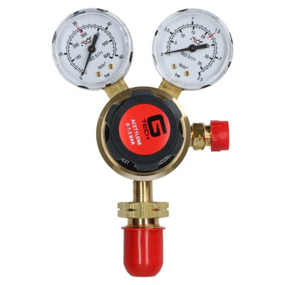 AB Tools Acetylene Regulator Single Stage 2 Gauge Gas Bottle 25 Bar Welding Welder from B&Q