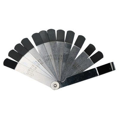 AB Tools 12 Blade Offset Bent Feeler Gauge Metric Imperial Measurements Dual Marked