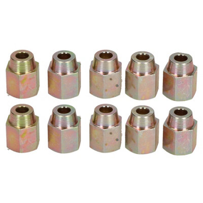 AB Tools Steel Female Brake Pipe Union Fittings 12mm X 1mm For 1/4" 6mm Brake Pipe 10Pc from B&Q