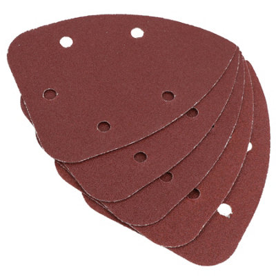 AB Tools Hook And Loop Detail Sanding Pads Discs 140mm Triangular 80 Grit Medium 5Pc from B&Q